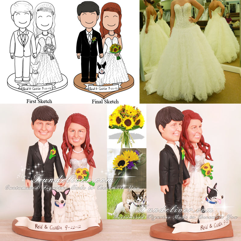 Sunflowers Theme Wedding Cake Toppers